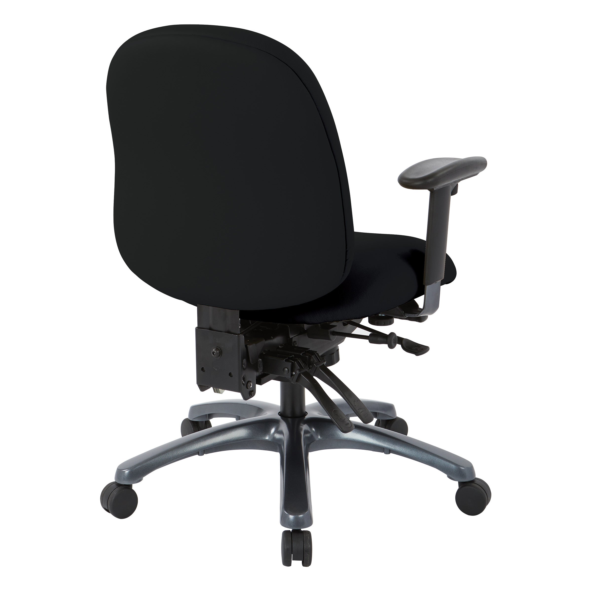 Multi-Function Mid Back Chair with Seat Slider and Titanium Finish Base
